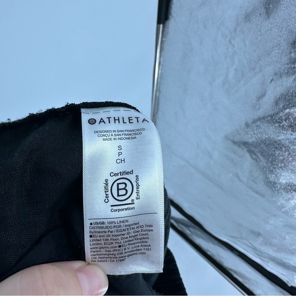 Athleta Black Retreat Linen High Rise Wide Leg Pants Small - Picture 7 of 7